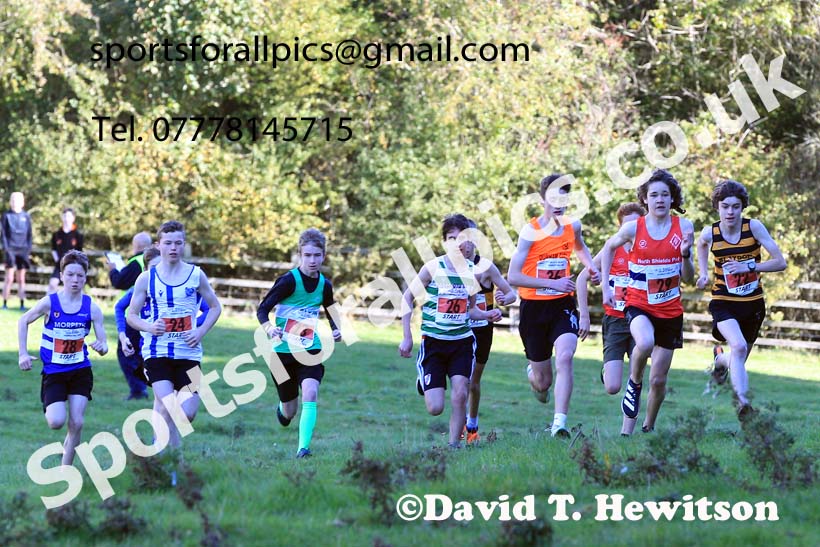 Boys under-15s, 2022 NECAA Cross Country Relays, Thornley Hall Farm, Peterlee, County Durham, October 15th. Photo: David T. Hewitson/Sports for All Pics